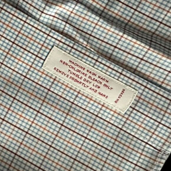 Brooks Brothers 346 White, and Red Dress Shirt with Plaid Pattern - Picture 9 of 9